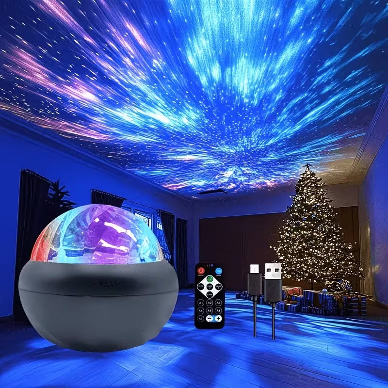 Proyector Galaxia  Starry Sky 360° con Efecto Aurora LED y Mando a Distancia